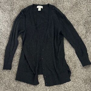 LOFT Grey Button-Up Cardigan